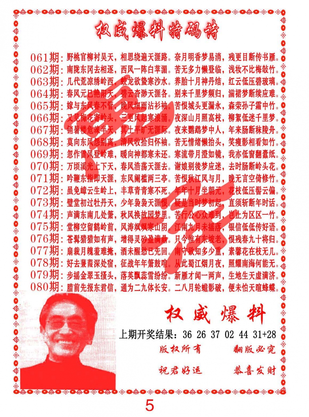 064期权威爆料特码诗[图]