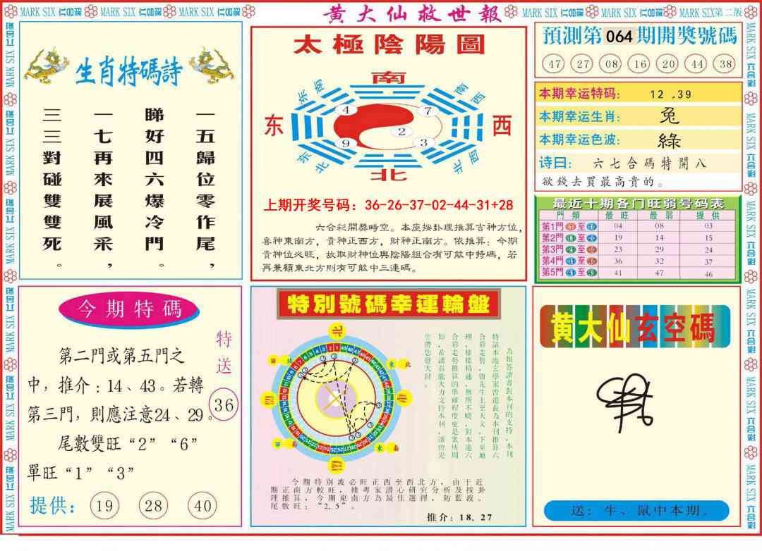 064期新黄大仙救世B[图]