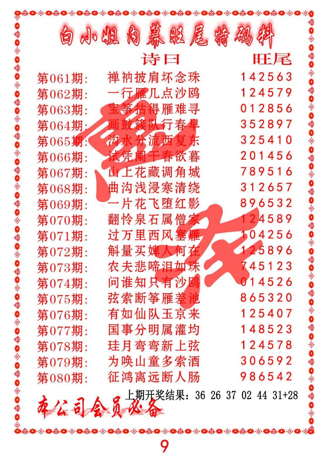 064期内幕旺尾特码料[图]