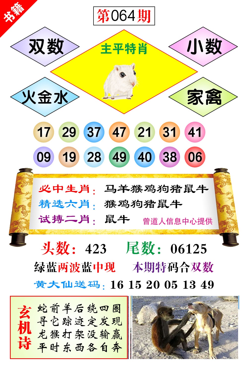 064期澳门济公十八码[图]