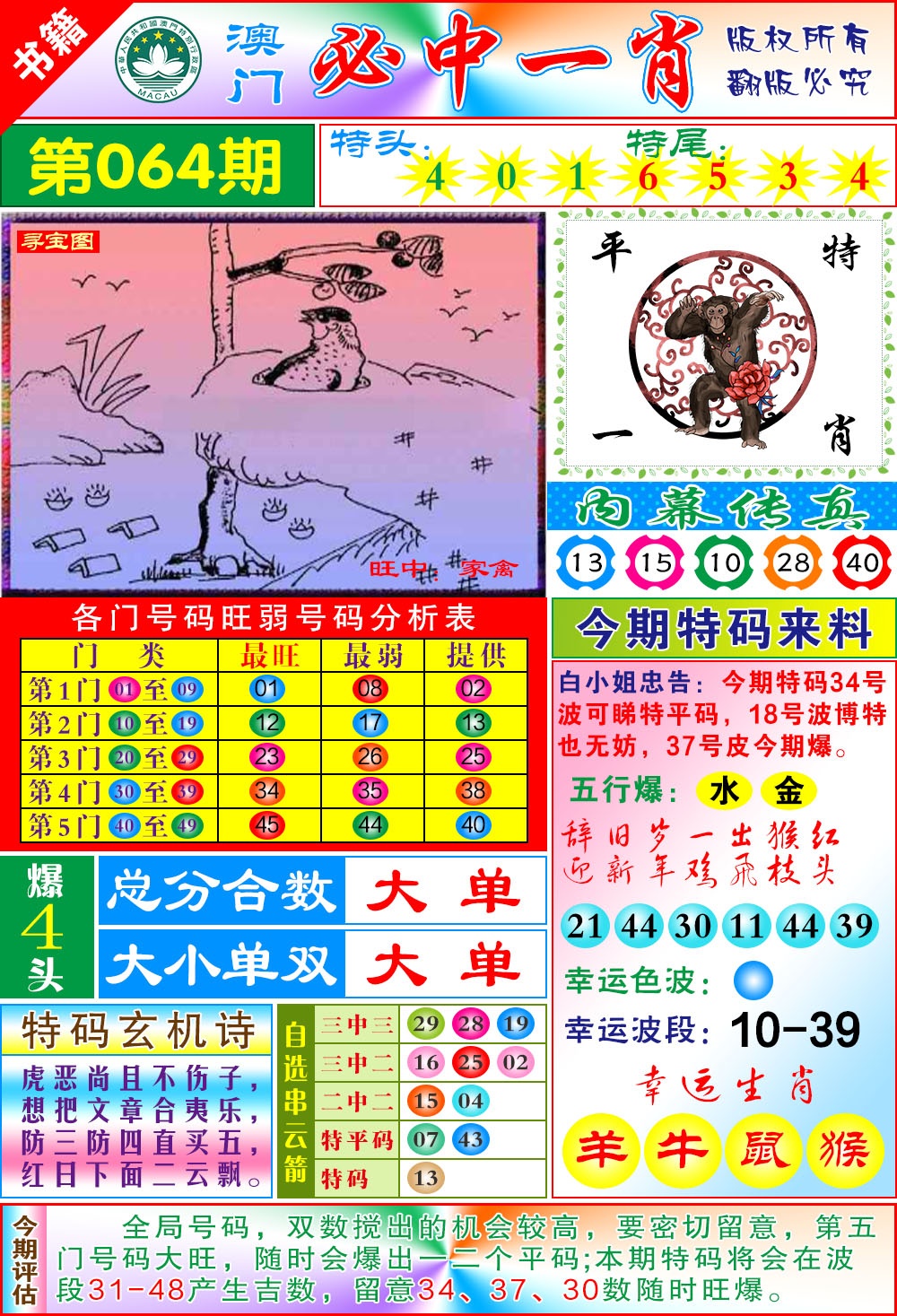 064期澳门玄机一特[图]