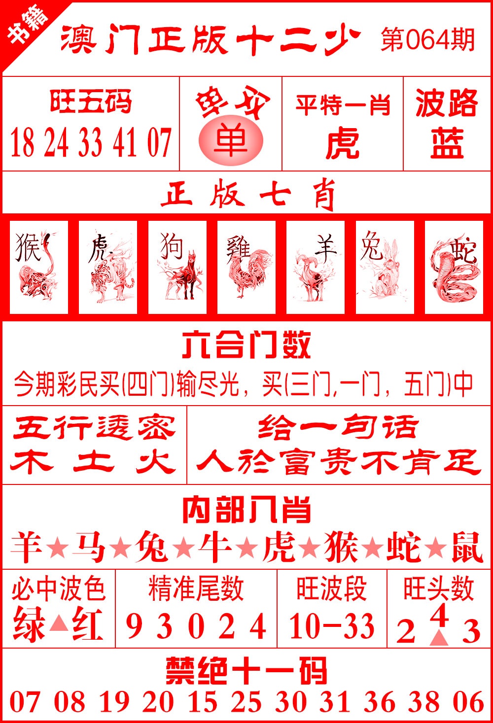 064期澳门十二少[图]