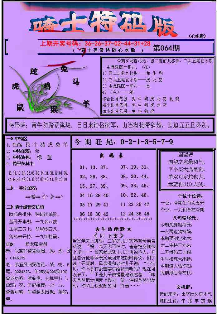 064期骑士特码版[图]