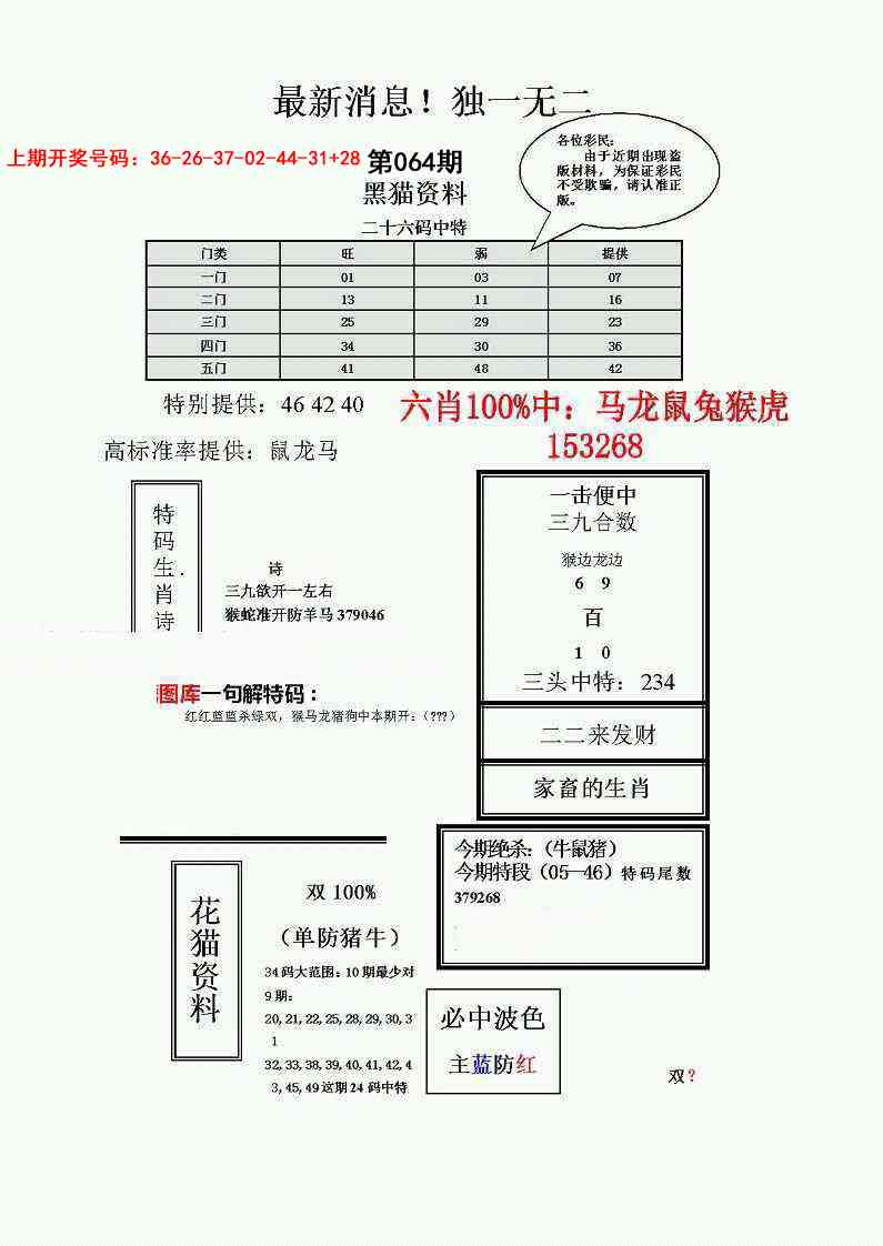 064期独一无二(正)[图]